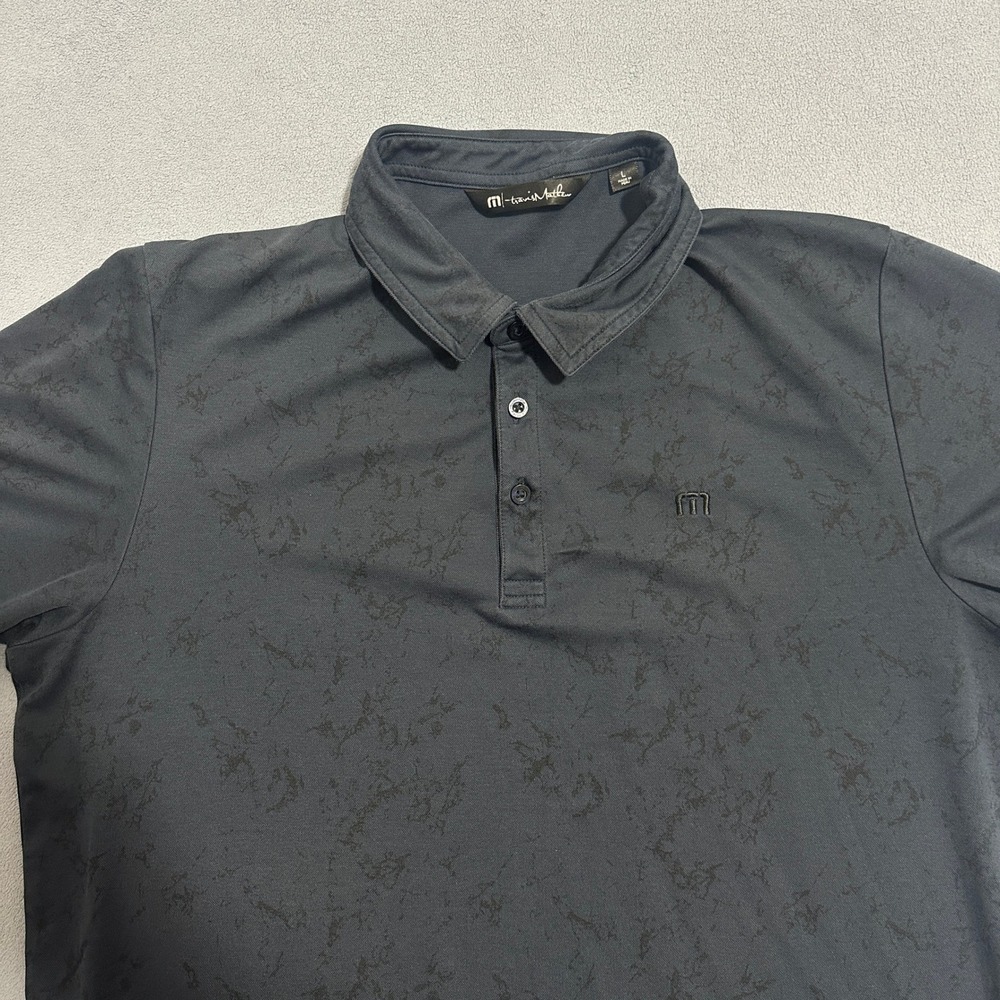 Travis‎ Mathew Textured Golf Polo Shirt Short Sleeve Casual Blue Mens Size L - Picture 3 of 12